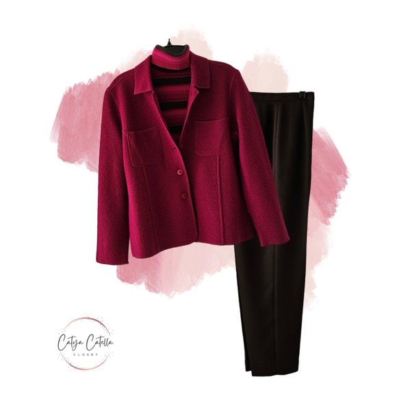 Petite Sophisticate LS Striped Ribbed Turtleneck Top | Like New | SP | Pink BRN - Picture 14 of 15